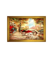 Manzara Temalı Kanvas Tablo 80 x 110 cm Gold Çerçeve