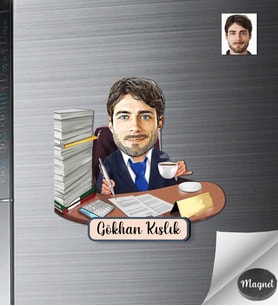 Kişiye Özel İş Adamı Ahşap Magnet -13