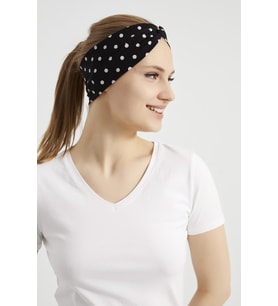 Siyah beyaz puantiyeli Butik Kadın Bandana Saç Bandı, ekstra yumuşak, Esnek, doğal, pamuklu Penye kumaş