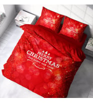 Monohome Yılbaşı Süsü Merry Christmas Çift Kişilik 3D Nevresim Takımı Pamuk (Kırmızı)