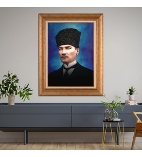 Altın Varaklı Paspartulu Çerçeveli Tablo hb440