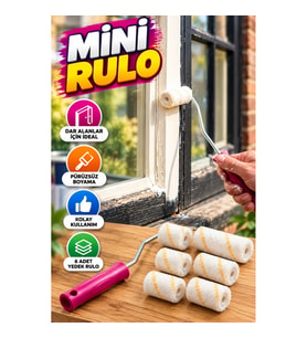 10 cm Mini Boya Rulo Seti – 6 Yedek Rulolu Dar Alan Boyama Aparatı