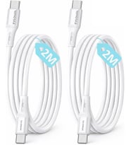 2Adet X 2Metre Type C-C Kablo Seti, 60Watt Pd Hızlı Şarj, 15/16/17 Andoid İçin, Beyaz/Gümüş Metal,