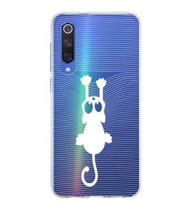 Xiaomi Mi 9 Se Uyumlu Kapak Çizgi Kedi Tasarımlı Şeffaf Silikon Kılıf