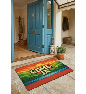Valerine Life Kapı Önü Paspası 45x70cm Kaymaz Taban Dekoratif iç Dış Mekan Retro Come in Yazısı