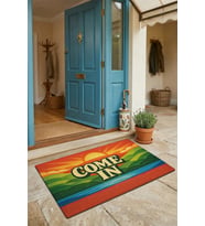 Valerine Life Kapı Önü Paspası 45x70cm Kaymaz Taban Dekoratif iç Dış Mekan Retro Come in Yazısı
