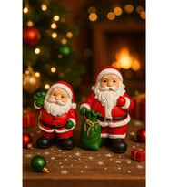 Dekoratif İkili Noel Baba Biblosu Noel Dekorasyon Figürü Hediyelik Yeni Yıl Süsü