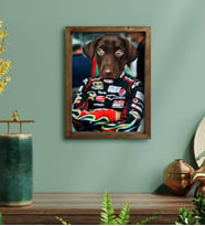 Evcil Dostlara Özel Nascar Pilot Tasarımlı Portre Doğal Masif Ahşap Çerçeveli Tablo 30x40cm-3