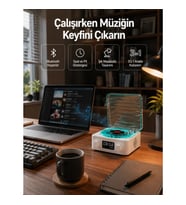 Mey İthalat® Dekoratif Gece Işıklı Bluetooth Hoparlör – Zaman ve Pil Ekranlı