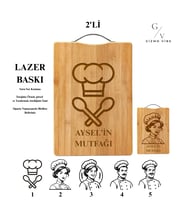 Kişiye Özel 2.2li Kesme Doğrama Sunum Tahtası Demir Saplı Özel İsim ve Tasarımlı (Bambu)
