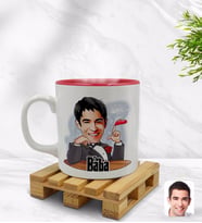 BK Gift Kişiye Özel Baba Godfather Karikatürlü İçi Kırmızı Renkli Kupa Bardak Model 5