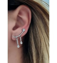 pırlanta ışıltısında zirkon taşlı gümüş earcuff tek küpe