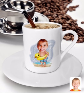 BK Gift Kişiye Özel Tatilci Çocuk Karikatürlü Türk Kahvesi Fincanı-1