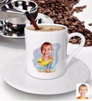 BK Gift Kişiye Özel Tatilci Çocuk Karikatürlü Türk Kahvesi Fincanı-1