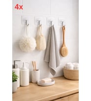 4 Adet Yapışkanlı Banyo Mutfak Askısı Kanca