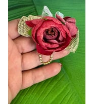 8X5 CM BORDO GÜLLÜ ÇİÇEK BROŞ YAKA İĞNESİ TÜRBAN İĞNESİ GİYİM AKSESUARI