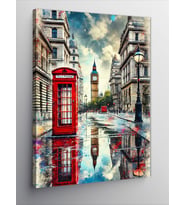 Kanvas Tablo Big Ben ve Londra Sokakları