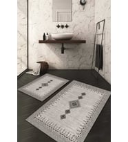 Dijital Baskılı Kaymaz Taban Yıkanabilir 2'li Klozet Takımı Banyo Paspası NDKZ-HT-399 (Gri)