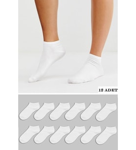 Erkek Bambu Dikişsiz Çorap 12'Li Paket (Beyaz)