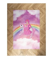 MEKTA HOME BEBEK VE ÇOCUK ODASI Gökuşağı ve Unicorn Desenli Halı