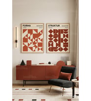 Modern Geometrik Sanat 2'li Ahşap Çerçeveli Tablo Seti