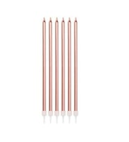 Rose Gold Ince Uzun Mum 6 Adet 14 Cm