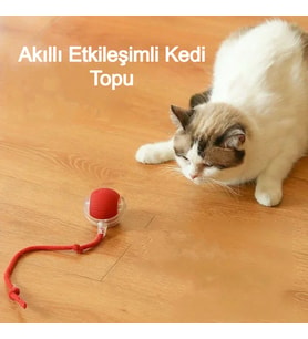 Akıllı Kendiliğinden Dönen Kedi Oyuncağı 360° Şarjlı Hareket Kuş Sesleriyle Eğlence ve Egzersiz (Kırmızı)