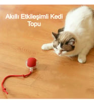 Akıllı Kendiliğinden Dönen Kedi Oyuncağı 360° Şarjlı Hareket Kuş Sesleriyle Eğlence ve Egzersiz (Kırmızı)