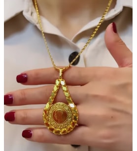 22 AYAR ALTIN KAPLAMA KADIN GOLD HALAT KORDON ZİNCİRLİ (PULZİNCİR ÇERÇEVELİ)ÇEYREKLİ KOLYE