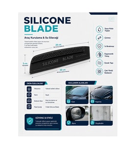 SILICON BLADE Oto Araç Su Temizlik ve Kurutma Sileceği Çizmez Esnek %100 Silikon Çekçek