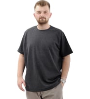 Mode XL Büyük Beden Erkek T-Shirt Bisiklet Yaka INTERLOK 23162 Antramelanj