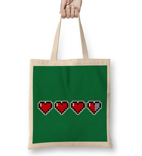 Pixel Hearts Video Game Bez Çanta Uzun Saplı