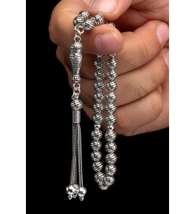 Sertifikalı Gümüş Tespih 6.5mm 20Gr Küre Kesim (Gri)