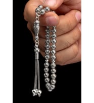 Sertifikalı Gümüş Tespih 6.5mm 20Gr Küre Kesim (Gri)