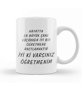 Öğretmen Günü Öğretmene Güzel Söz Kupa Bardak Porselen