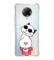 Xiaomi Poco F2 Pro Köşe Korumalı Antişok Kapak Coolcat Tasarımlı Şeffaf Silikon Kılıf
