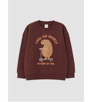 LCW Kids Bordo Baskılı Erkek Çocuk Kalın Sweatshirt