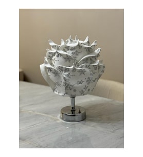 Yılbaşı Kar Desen Eva Gül Tasarım Kablosuz Masa Lambası - Alt Gümüş (Beyaz)