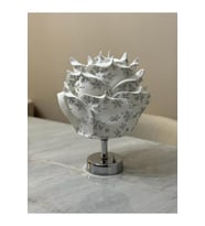 Yılbaşı Kar Desen Eva Gül Tasarım Kablosuz Masa Lambası - Alt Gümüş (Beyaz)