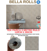 120cmx300cm Tek Parça Yapışkanlı Rulo Gold Mermer Desenli Gri Duvar Paneli Kağıdı Silivri QM0138 (Çok Renkli)