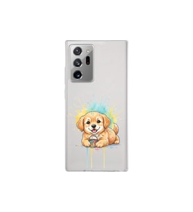 Samsung Galaxy Note 20 Ultra ile Uyumlu Splash Köpek Tasarımlı Şeffaf Silikon Kılıf