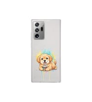 Samsung Galaxy Note 20 Ultra ile Uyumlu Splash Köpek Tasarımlı Şeffaf Silikon Kılıf