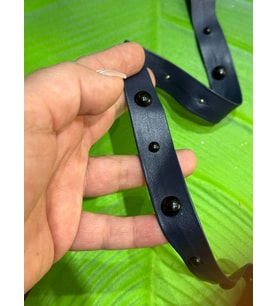 EN 2 CM SİYAH BONCUK ZIMBALI DERİ ŞERİT DİKİŞ GİYİM ÇANTA AKSESUARI 1 METRE
