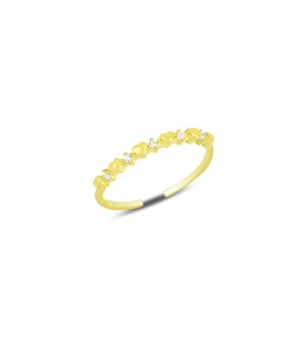 Gümüş altın yaldızlı zirkon taşlı minik kalpler ayarlamalı yüzük SGTL12174GOLD (Rose)