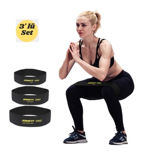 JOINFIT Pro Hip Egzersiz Direnç Bandı Seti 3’lü Squat, Pilates, Fitness ve Kalça Antrenmanı için Spor Bandı