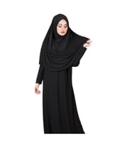 Kadın Tesettür Tek Parça Başörtülü Namaz Elbisesi (Siyah)