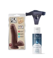 Belden Bağlamalı Kayganlaştırıcı Set  Lure Kıkırdaklı Gerçekçi Dildo - 17.5cm
