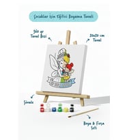 Çocuklar İçin En Tatlı Annem Boyama Tuvali Şövaleli Boya Seti 20x20 cm