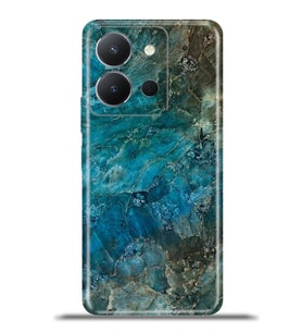 Vivo Y36 Kapak HD Renkli Dizayn Silikon Kılıf - Mavi Mermer
