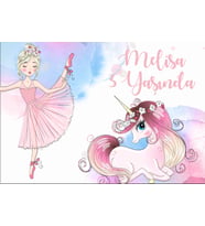 Unicorn ve Balerin Tenalı Doğum günü Afişi 35X50 cm